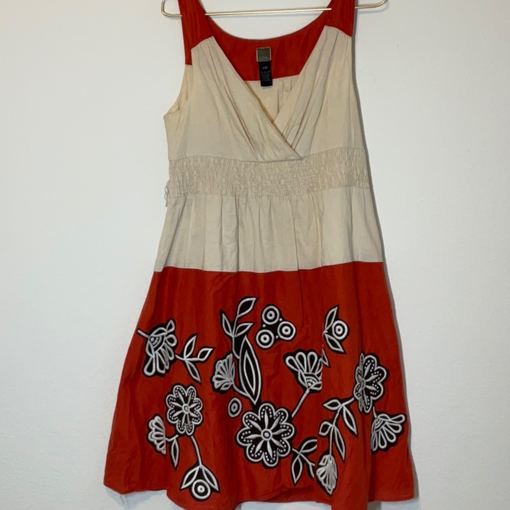 Anthropologie Lithe Sleeveless Embroidered Dress Silk Cotton Size 12